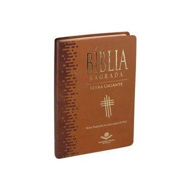 Imagem de Biblia Sagrada Letra Gigante Ntlh Luxo Marrom Claro Com Indice Lateral