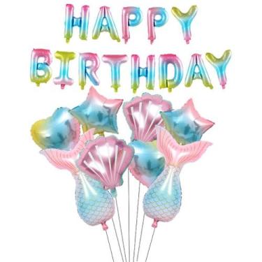 Imagem de Kit de decoração de feliz aniversário, 10 unidades de balões de gradie