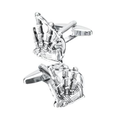 Imagem de Gaitas de foles metálicas Cuff Links para homens em latão e aço branco