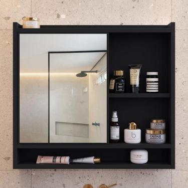 Imagem de Espelheira Para Banheiro Lavabo com Espelho com Nicho e 1 Porta Aqua V