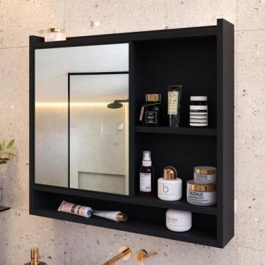 Imagem de Espelheira Para Banheiro Lavabo com Espelho com Nicho e 1 Porta Aqua P