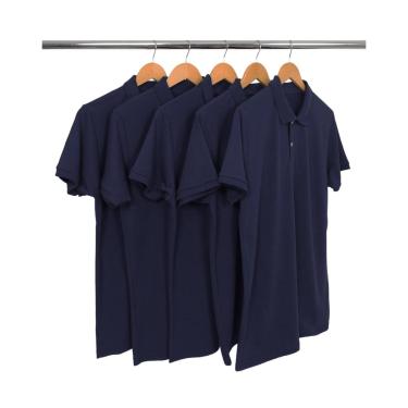 Imagem de Kit 5 Camisas Gola Polo Piquet Masculinas Lisa-Masculino