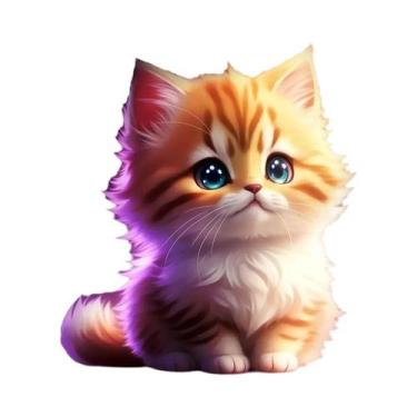 Imagem de Pôster De Arte Em Tela De Gatinho Brilhante Para Sala De Estar, Quarto