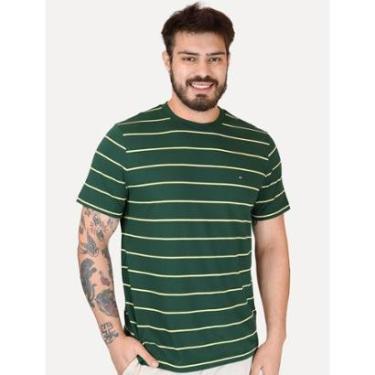 Imagem de Camiseta Tommy Hilfiger Masculina Seasonal Yellow Stripe Verde-Masculino