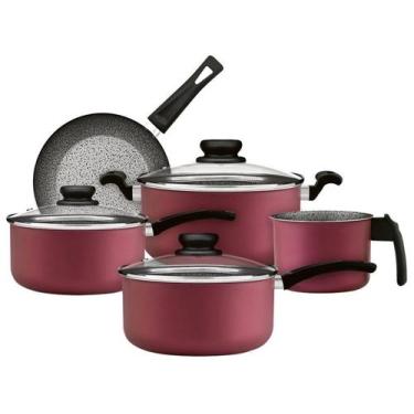 Imagem de Conjunto de Panelas Panelux Antiaderente Cereja Premium 5 Peças, Cerej