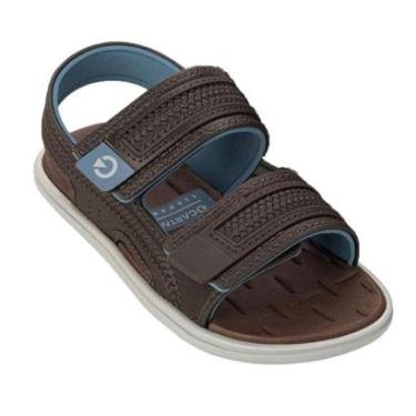Imagem de Sandália infantil Cartago Malta V Papete Leve Macia Com Ajuste Menino Azul Marrom-Masculino