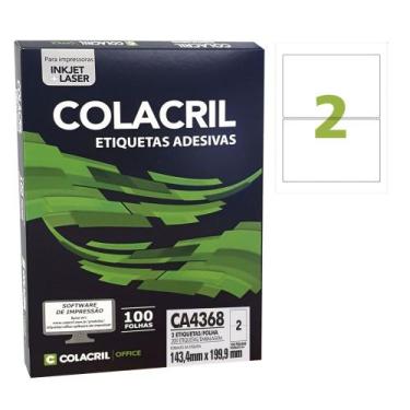 Imagem de Etiqueta Adesiva Colacril A4 CA4368 143,4x199,9mm C/200