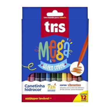 Imagem de Caneta Hidrocor Tris Mega Hidro Color Ponta Grossa 12 Cores