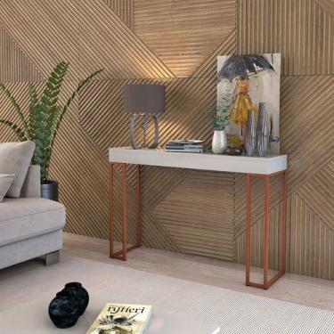 Imagem de Aparador Sala Casa 1,20mts Pés De Ferro Cobre 100% MDF - A7home, OFFWH