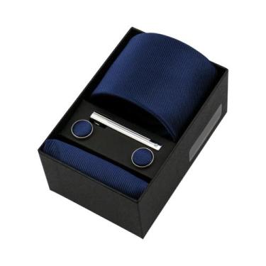 Imagem de Conjunto De Gravata Masculina De Luxo Em Cor Sólida Com Lenço De Bolso
