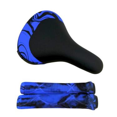 Imagem de Selim BMX GTS-K Tipo DDK C/ Carrinho + Par de Punhos Azul - OGM BIKE