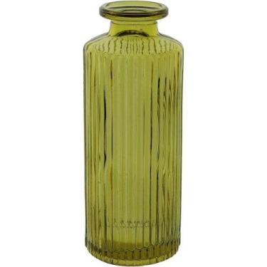 Imagem de Vaso Decorativo Enfeite Casa Garrafa Home&co Vidro 13x5x5cm Amarelo - 