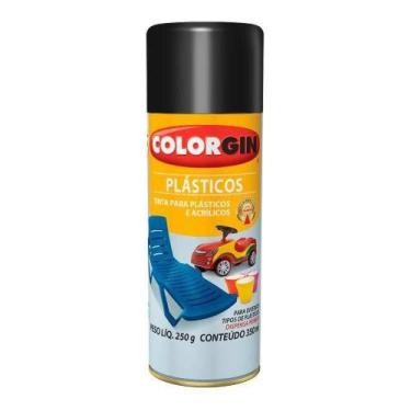 Imagem de Spray Colorgin Preto Fosco Para Plásticos Pvc Madeira Metal - 350ml