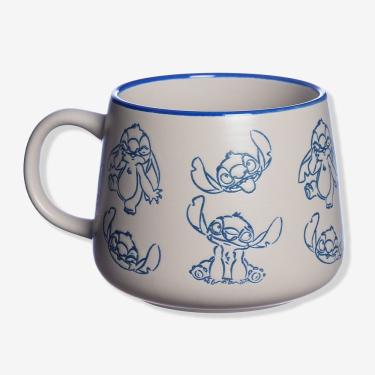 Imagem de Caneca Moma Stitch - Disney para Café em Cerâmica com Alça Confortável e Estampa em Relevo Bege Lilo e Stitch