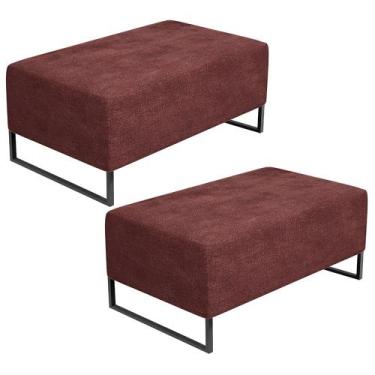 Imagem de Kit 02 Puffs Decorativo Sala De Estar Cléo 90cm Base De Ferro Preto W0