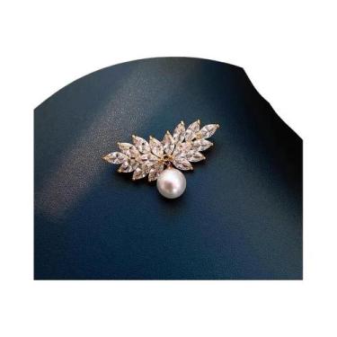 Imagem de Broche De Luxo Feminino Com Strass E Pérolas Em Formato De Camélia - A