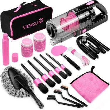 Imagem de Kit de limpeza de carros Viewsun 17 unidades com aspirador portátil ro