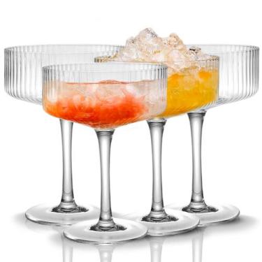 Imagem de Conjunto Vintage de 4 Taças Coupe Qipecedm com Textura 300ml