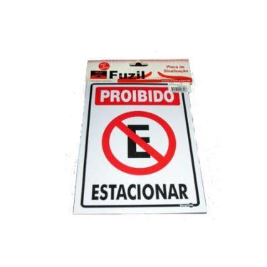 Imagem de Placa Sinalizadora Proibido Estacionar 15x20 - Fuzil