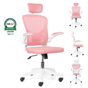 Imagem de Cadeira De Escritório Ergonômica Giratoria Ajuste Lombar Tecido Respir