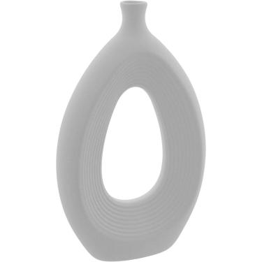 Imagem de VASO DECORATIVO ENFEITE PLANTA CERÂMICA 30x18x3cm BRANCO