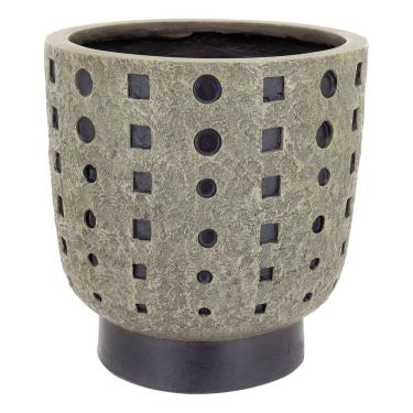 Imagem de CACHEPÔ RESINA 28x27x27cm CINZA VASO DECORATIVO ENFEITE PLANTA