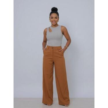 Imagem de Calça Pantalona Feminina Em Linho Com Cintura Alta Elegante - XIAO MOD