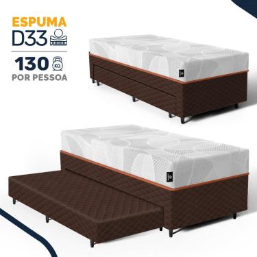 Imagem de Cama Box com Colchão de Espuma D33 Enrolado Sonno Full - Umaflex + Auxiliar de Espuma S...