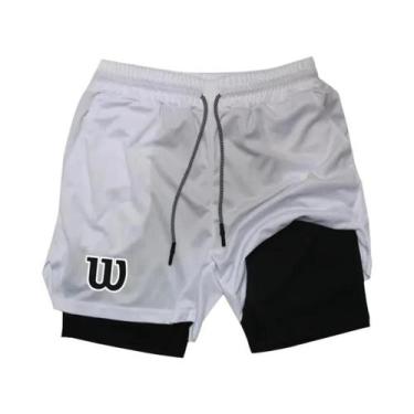 Imagem de Shorts De Corrida Masculinos Em Malha Respirável 2 Em 1 Com Dupla Cama