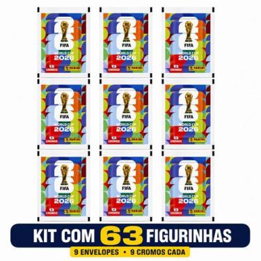 Imagem de Kit 9 Pacotinho de Figurinha da Copa do Mundo 2026 Oficial (63 figurin