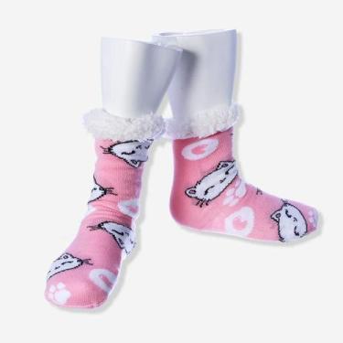 Imagem de Pantufa Fofinha Meia Antiderrapante I Love Cats Eu Amo Gatos - Zona Cr