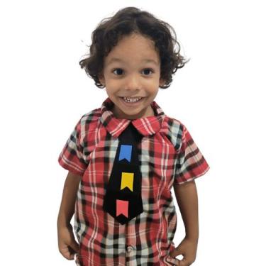 Imagem de Camisa Xadrez Menino Festa Junina C/ Gravata Vermelho/Branco - IEL, 8 
