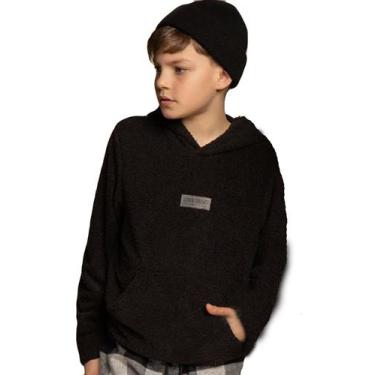Imagem de Blusa Moletom Capuz Preto Infantil Riccoo, 14, Preto