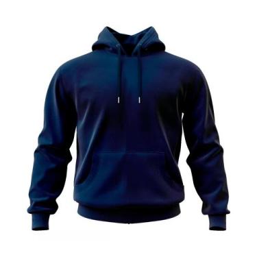 Imagem de Blusa de Frio Moletom com Capuz Bolso Canguru - RM, Azul, G