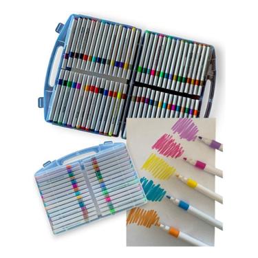 Imagem de 60 Canetinhas Escolar Ponta grossa Profissional 1°linha Acrilic Maker