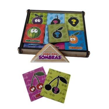 Imagem de Jogo das Sombras Frutas Brinquedo Pedagógico Educativo Colorido MDF - 