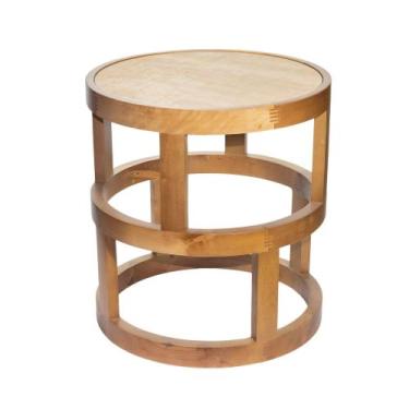 Imagem de Mesa Lateral Madeira Design Contemporâneo Redondo Luxuosa - luxdecorca