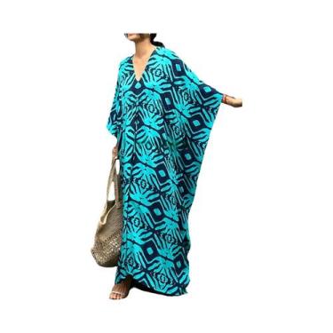 Imagem de Kaftan plus Size Para Mulheres, Vestido De Praia Com Estampa, Roupa De
