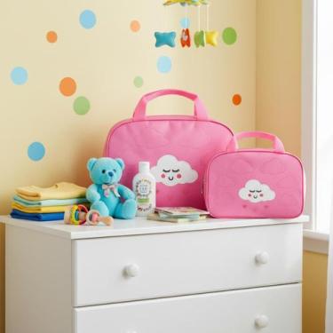 Imagem de Kit Bolsa e Frasqueira Maternidade Bebê Nuvem Alegria - SATUKO, ROSA