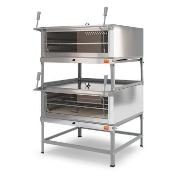 Imagem de Forno Refratário a Gás Duplo Tostando FLD900 90cm Abertura Guilhotina Vidro Temperado Isolamento Lã de Rocha Inox