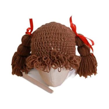 Imagem de Gorro De Lã Com Peruca Encaracolada Para Meninas De 0 a 3 Anos, Gorro 