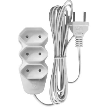 Imagem de Extensão Elétrica Liege com 3 Tomadas 2P 10A 3M Bivolt Branco Liege Cosmetics