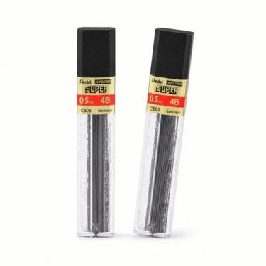 Imagem de Grafite 4B 0.5mm Macio Preto Kit Tubo 12 Minas Lapiseira Estudo Resumo