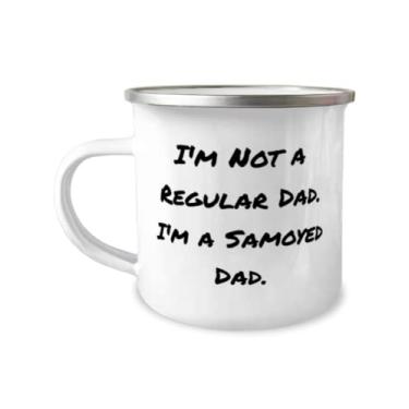 Imagem de Ideia única de presentes para cães Samoyed, I'm Not a Regular Dad. I'm a Samoyed Dad, Christmas 355 ml Caneca para acampamento para cachorro Samoyed