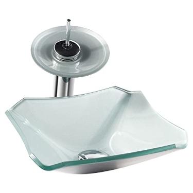 Imagem de Cuba Chanfrada 38cm + Torneira Cascata + Valvula - Kit Prata