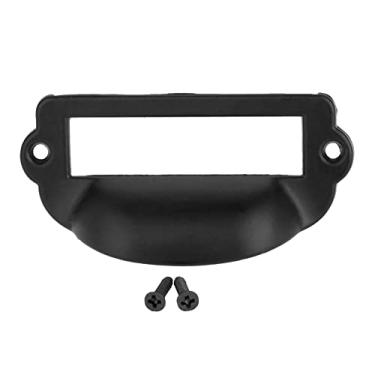 Imagem de 1 pc concha forma antiga etiqueta preta puxar quadro de quadro de arquivo de arquivo titular de cartão de mobiliário de mobiliário caixa de gaveta de gaveta 82 * 39mm w/parafusos YYDFPIIA