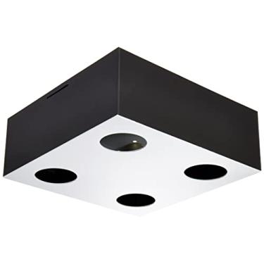Imagem de Plafon de Sobrepor Quadrado Granada com Difusor Preto/Branco para 04 Lâmpadas Par 20 ou Bulbo Led E-27-26X26 cm