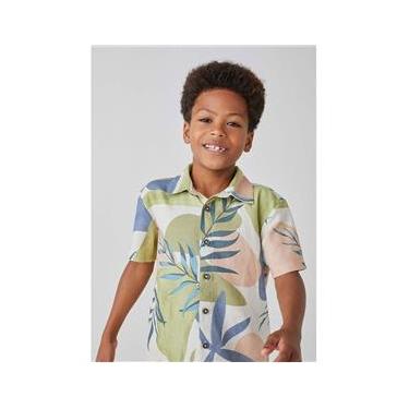 Imagem de Camisa Infantil Menino Estampada Comfort Em Linho