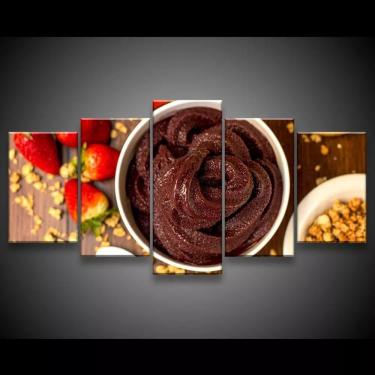 Imagem de Quadro Decorativo 129x63 Tigela De Açaí Morangos Alimentos 1