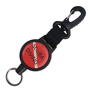 Imagem de Simhoa Cordão de mergulho retrátil com gancho mosquetão cordão de 5 kg se estende até 102 cm - Nylon